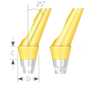 Стоматорг - Абатмент угловой для цементной фиксации диаметр 4.5 мм, десна 2.0 мм. Угол 25% без шестигранника тип Б.